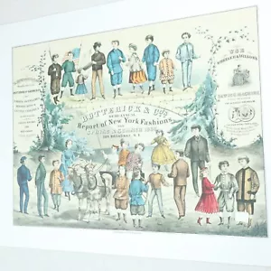 Currier & Ives Vtg Print Butterick New York Fashion 1868 Sewing Lith Art Decor - Picture 1 of 7