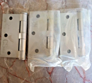 NOS Set von drei Stanley Once F179 Stahl 3,5 x 3,5 Zoll Scharnieren Silber Farbe USA - Bild 1 von 6