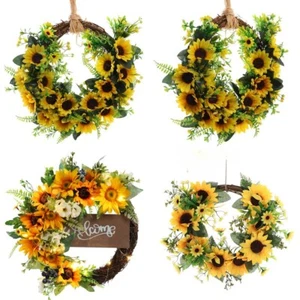 Autumn Wreath Wedding Garden Decoration Garland Sunflower Front Door Fall Wreath - Picture 1 of 26