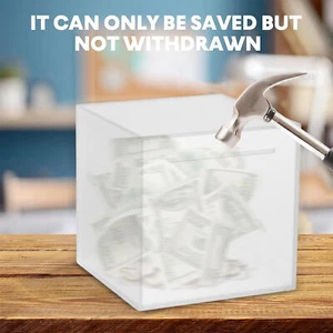 Clear Acrylic Piggy Bank Paint Your Own Cash Money Box Savings Jar Cash Coin - Picture 1 of 10