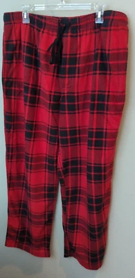 Stafford Men's Sleepwear Lounge Pants Flannel Red Black Pockets XL Regular Fit - Image 1 of 4