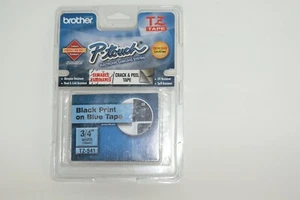 Brother P Touch Laminated Label Narrow Tape TZ-541 3/4" Black On Blue - Picture 1 of 5