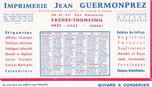 W79 BUVARD Imprimerie Jean GUERMONPREZ 1 er Semestre 1963 a FACHES THUMESNIL - Photo 1/1