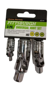 Pittsburgh 3 Piece Universal Joint Set 1/4, 3/8, 1/2 67869 New - Picture 1 of 2