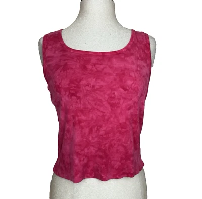 Ralph Ralph Lauren Pink Tie Dye Crop Tank Top L Vtg Embroidered Logo Y2K 90s USA - Image 1 of 4