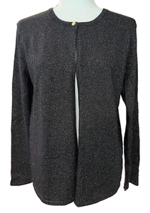 Cárdigan Merino Extra Fino Brooks Brothers Talla M Negro Metálico Brillante NUEVO - Imagen 1 de 11