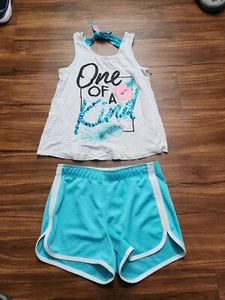 JUSTICE SHORTS OUTFIT GIRLS KIDS SIZE 10 MULTICOLORED - Picture 1 of 4