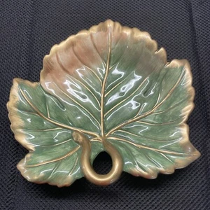 Fitz & Floyd Renaissance Keramik Schmuck Schale Teller - grün Gold Fall Blatt - 7" - Bild 1 von 5