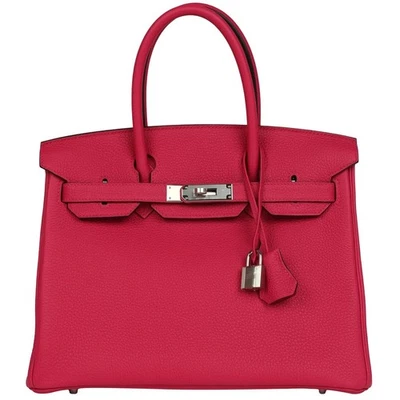 Bolso de mano Hermes Birkin 30 Rose Extreme Togo de cuero con herrajes de paladio Foto 1 de 4