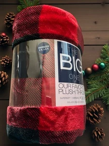 Buffalo Karo Überwurf Decke Rot Schwarz Übergröße Plüsch 5x6 The Big One Neu - Bild 1 von 2