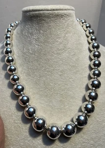 Vintage Silber abgestufte Kugel Halskette 18 Zoll - Bild 1 von 4