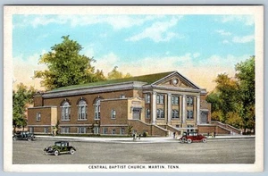 1910-20's CENTRAL BAPTIST CHURCH MARTIN TENNESSEE TN OLD CARS ANTIQUE POSTCARD - Picture 1 of 2