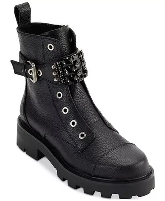 Botas al tobillo Karl Lagerfeld para mujer Maeva de cuero negro adornadas con plataforma talla 6 Foto 1 de 4