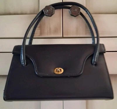 De Colección Bolso de Mano Bolsillo Azul Marino Interior Bolsillos Cambio Soporte 9"L 5" H 3" W Foto 1 de 4