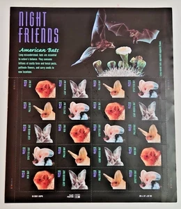 2002 American Bats Night Friends Mint Sheet Of 20 Usps $.37 Stamps SC#3661-3664 - Picture 1 of 2