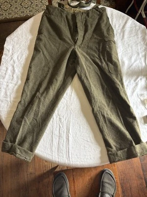 VTG French Army Wool Field Pants Model 1950  34/30 Francois Heynen Suspenders - Image 1 of 4
