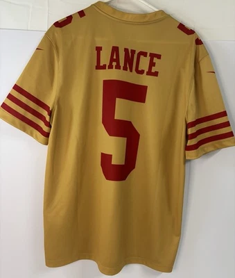San Francisco 49ers Trey Lance Nike Gold Inverted NFL Jersey Men’s  Med Used.   - Image 1 of 4