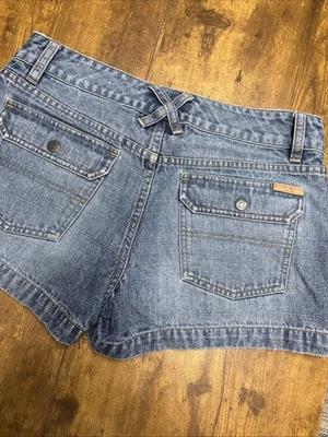 Vintage Tommy Hilfiger 6 Jean Shorts Y2K 90s Blue Denim Low Rise Back Flap - Image 1 of 4