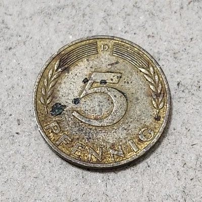 ALEMANIA OCCIDENTAL 🇩🇪 MONEDA DE CINCO (5) PENIQUES 1970 D (ACUÑADA EN MUNICH) Foto 1 de 2