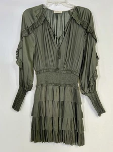 Ulla Johnson Soraya Kleid Gr. Mini Langarm olivgrün Gr. 2 - Bild 1 von 10