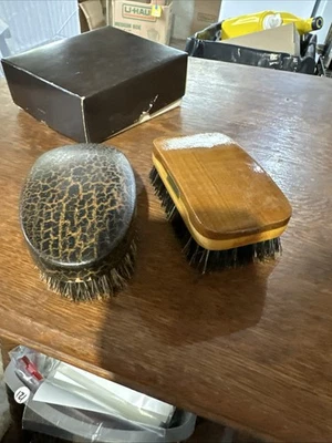 Genuine Boar Bristle Wood Military Hair Brushes Germany /2 NOS - Image 1 of 4