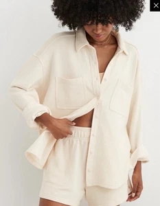 Camisa suéter polar de gran tamaño beige con botones Aerie Lumberjane para mujer XXS - Imagen 1 de 9