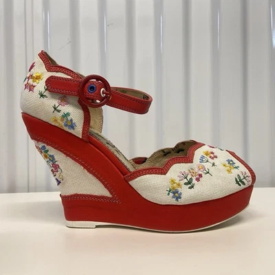 Miss L Fire Home Maker Home Sweet Home punta de aguja punta abierta tacones de cuña 36/US 6 Foto 1 de 4