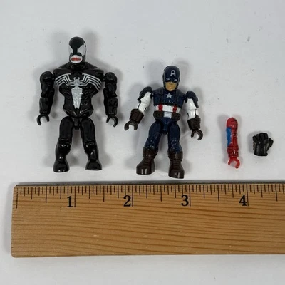 Lote De 2 Mega Bloks Marvel Series 1 2 Venom Capitán América Mini Figuras + Piezas Foto 1 de 4