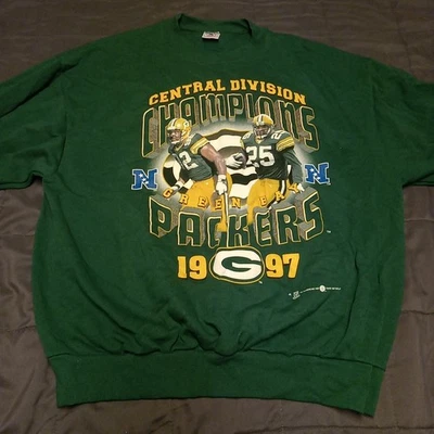 Campeón de la División Central Green Bay Packer 1997 de colección. Sudadera XL Levens Blanca. Foto 1 de 4
