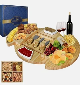 YZS House Premium Bambus Käsebrett und Messer Set Wurstwaren Brett - Bild 1 von 6