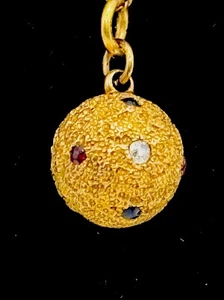 Viktorianischer Kugel-Anhänger 18 kt massiv Gold mit Diamanten Rubinen und Saphiren R176 - Bild 1 von 4