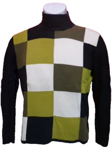 SUÉTER CUELLO TORTUGA MEDIANO GEOFFREY BEENE VERDE NEGRO BLANCO MANGA LARGA A18 - Imagen 1 de 6
