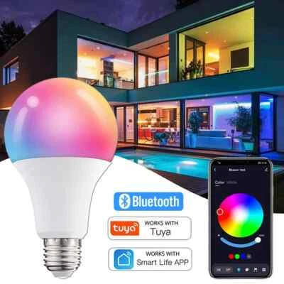 4 x Tuya LED Bulb B22 20W Smart Lamp Color Change RGB+CW+WW Dimmable Bluetooth - Image 1 of 4