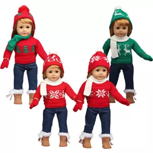 Christmas Skating set For 18'' American girl doll sweater hat pants scarf glove - Picture 1 of 10
