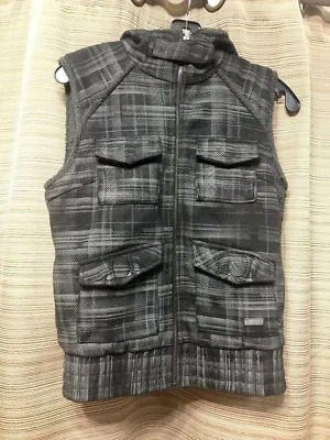 Womens Oakley Black And Gray Cargo Zip Front Wool Vest Sz Small - Image 1 of 4