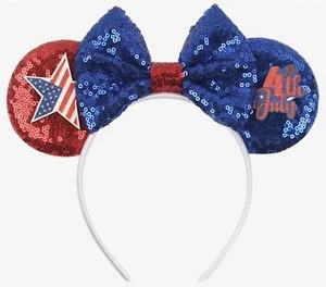 Disney 4 de JULIO PATRIÓTICO OREJAS DE RATÓN AMERICANA Rojo Blanco y Azul CINTA PARA LA CABEZA ¡NUEVA! - Imagen 1 de 2
