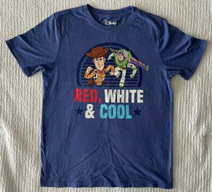 Toy Story Boys Large Youth 10 Blue T-shirt July 4th USA Buzz Lightyear Disney - Picture 1 of 5