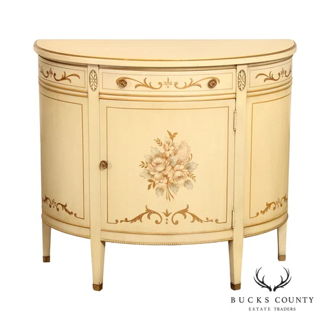 Imperial French Style White-Painted Demilune Console Cabinet Cover