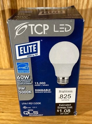 New! TCP LED Energy Star 60W 9W 5000K 825 Lumens White Light Bulb - Image 1 of 4