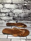 Tsakiris Sandals Brown Leather Floral Accent Flipflops Sandals Women Sz 40Eu/9.5