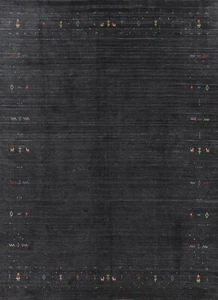 Anthrazitfarbener Gabbeh Vorleger Handgeknüpft Seidenteppich 8x10 ft - Bild 1 von 14