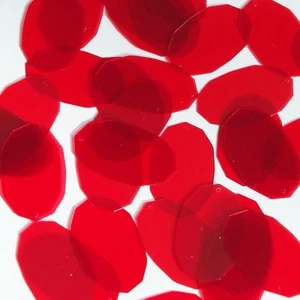 Pailett reversible mate transparente rojo rubí lentejuelas ovaladas gema faceta 1,25" - Imagen 1 de 2