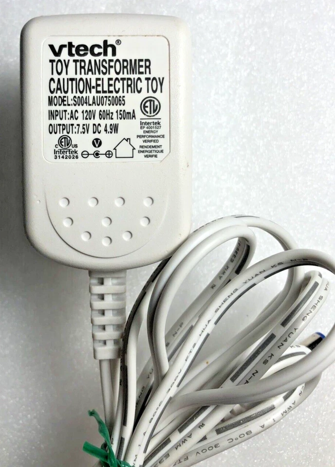 Vtech Toy Transformer Charger AC 120V Adapter Power Supply S004LU07500401 7.5V - Image 1 of 3