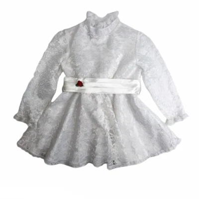 Vintage The Ribbons & Lace Collection White Lace Dress Union Made USA Size 4 - Image 1 of 4