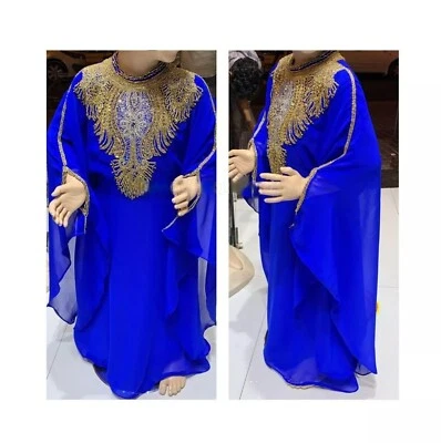 New Kaftan Kids Ramzan Eid Long Georgette Moroccan Stylish Wedding Hand Work - Image 1 of 4