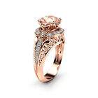 Morganite Vintage Engagement Ring 14K Rose Gold Morganite Ring Vintage Round Cut