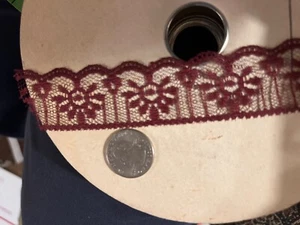 1 and 1/4 in wide dark wine lace with excellent floral detail - Picture 1 of 2