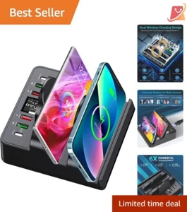 8 in 1 Wireless Charging Station with 6 USB Ports - Dual Charger for All Devices - Picture 1 of 10