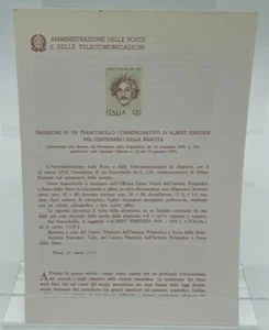 Bollettino Illustrativo N°5/79 Francobollo Albert Einstein centenario nascita - Picture 1 of 1