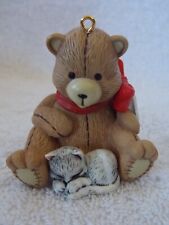 1995 DCI Bear With Sleeping Cat Christmas Ornament
